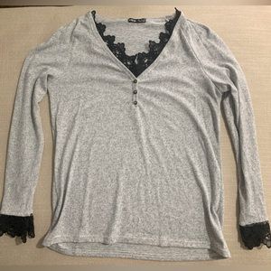 SHEIN Lune Long Sleeve Half Button Placket Blouse